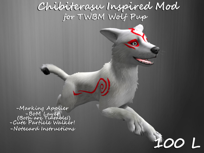 Second Life Marketplace Chibiterasu Inspired Mod for TWBM Wolf Pup